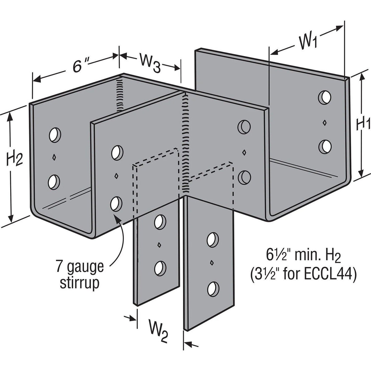 Simpson Strong-Tie ECCLL464 L-Shape End Column Cap for 4x Beams, 6x Post, Left Direction - Heavy-Duty Steel Connector - 2