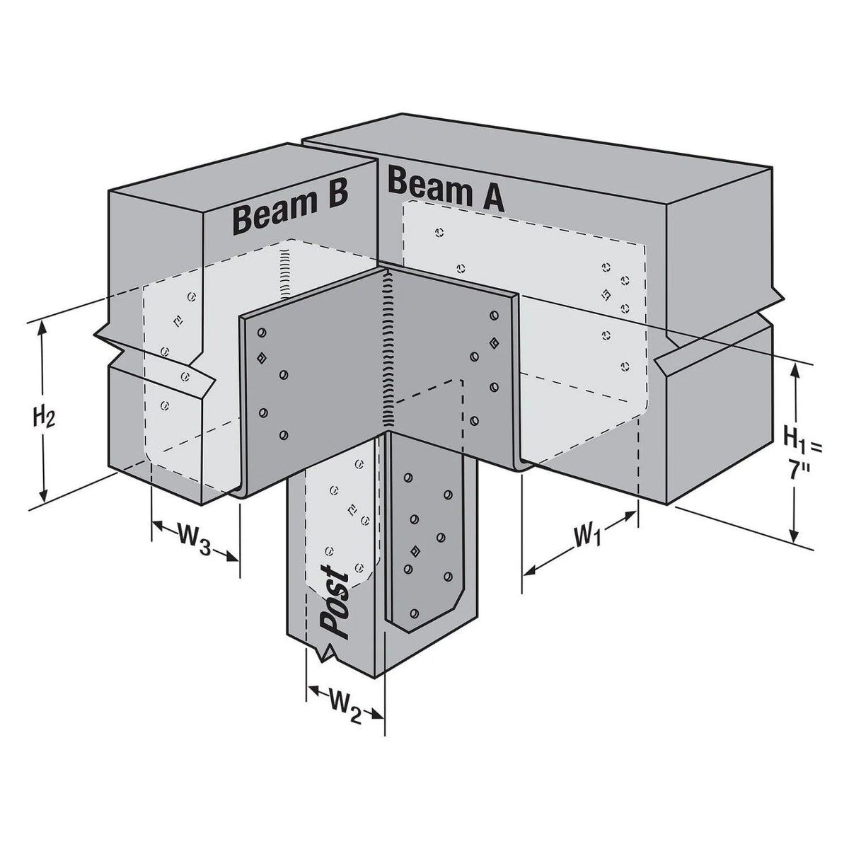Simpson Strong-Tie ECCLLQ444HDG L-Shape End Column Cap for 4x Beams and 4x Post with SDS Screws, Skewed Left - Hot-Dip Galvanized - 2