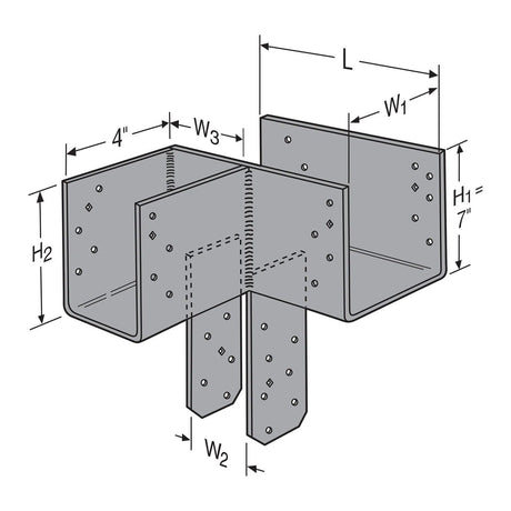 Simpson Strong-Tie ECCLLQ444SDS L-Shape End Column Cap for 4x Beams and 4x Post with SDS Screws, Left Skewed - Heavy-Duty Steel Connector for Wood Construction - 2