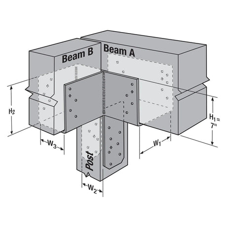 Simpson Strong-Tie ECCLLQ464HDG L-Shape End Column Cap for 4x Beams, 6x Post with SDS Screws, Skewed Left - Hot-Dip Galvanized, High Uplift, Exterior Use - 2