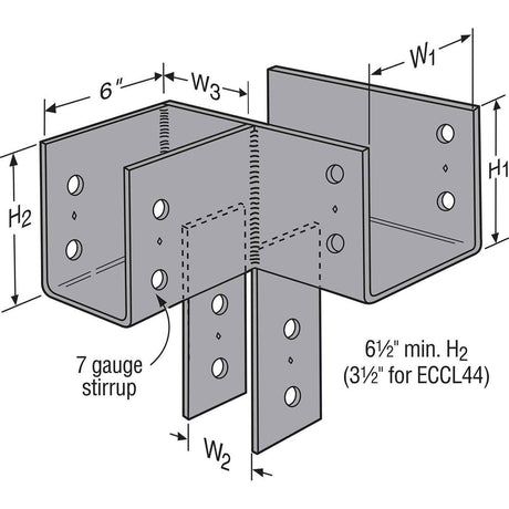 Simpson Strong-Tie ECCLR666HDG L-Shape End Column Cap for 6x Beams and 6x Post, Hot-Dip Galvanized - 2