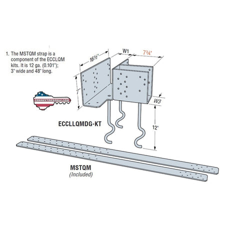 Simpson Strong-Tie ECCLRQMD3.62G-KT (3-5/8 in) Hot-Dip Galvanized L-Shape Embedded Column Cap - 4