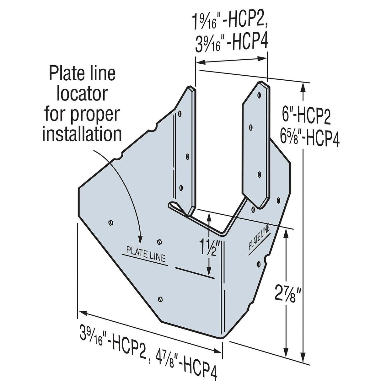 Simpson Strong-Tie HCP2Z (2" x 2x") 18 Gauge Hip Corner Plate - ZMAX Finish - 3