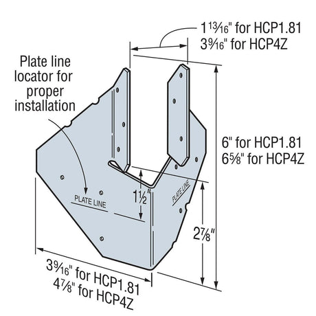 Simpson Strong-Tie HCP2 (2" x 2x") 18 Gauge Galvanized Hip Corner Plate - 2