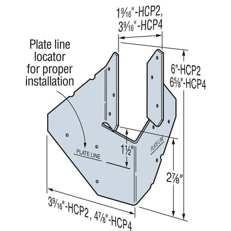 Simpson Strong-Tie HCP2 (2" x 2x") 18 Gauge Galvanized Hip Corner Plate - 3