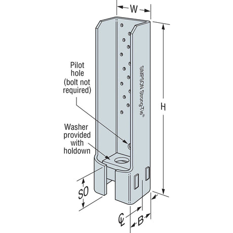Simpson Strong-Tie HDQ8-SDS3HDG (14") Quick-Install Holdown - Hot Dip Galvanized - 2