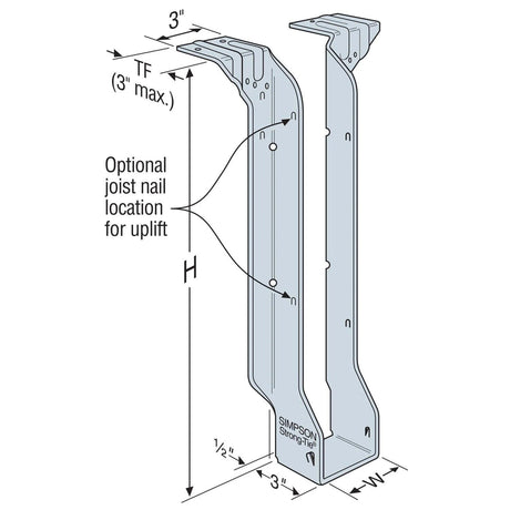 Simpson Strong-Tie HIT318 (2-1/2" x 18") Heavy I-Joist Top-Flange Hanger - G90 Galvanized - 2