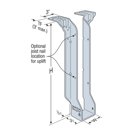 Simpson Strong-Tie HIT424 (3-1/2" x 24") Galvanized Top-Flange Joist Hanger for Engineered Wood - 2