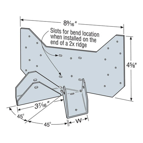 Simpson Strong-Tie HRC22 Galvanized Hip Ridge Connector for 2x - Secure Hip-to-Ridge Beam Connection - 2