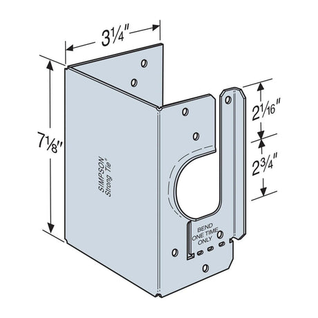 Simpson Strong-Tie HSS2-3-SDS3 (4-9/16") 16 Gauge Galvanized Heavy Stud Shoe for Triple 2x Studs with SDS Screw - 2