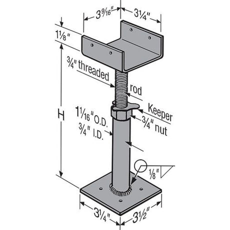 Simpson Strong-Tie J1621 (16-21") Jack Pier, Adjustable Floor Beam Leveler - 5