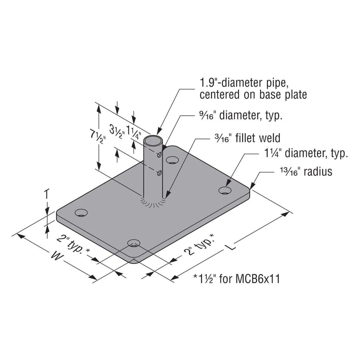 Simpson Strong-Tie MCB8X14 (8" x 14") Mass Timber Column Base for Glulam to Concrete Connections - 3