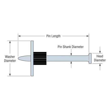 Simpson Strong-Tie PDPAWL-200 (1" washer, 2", 0.157") Powder-Actuated Pin with Washer - Mechanically Galvanized Steel (100 Pack) - 2