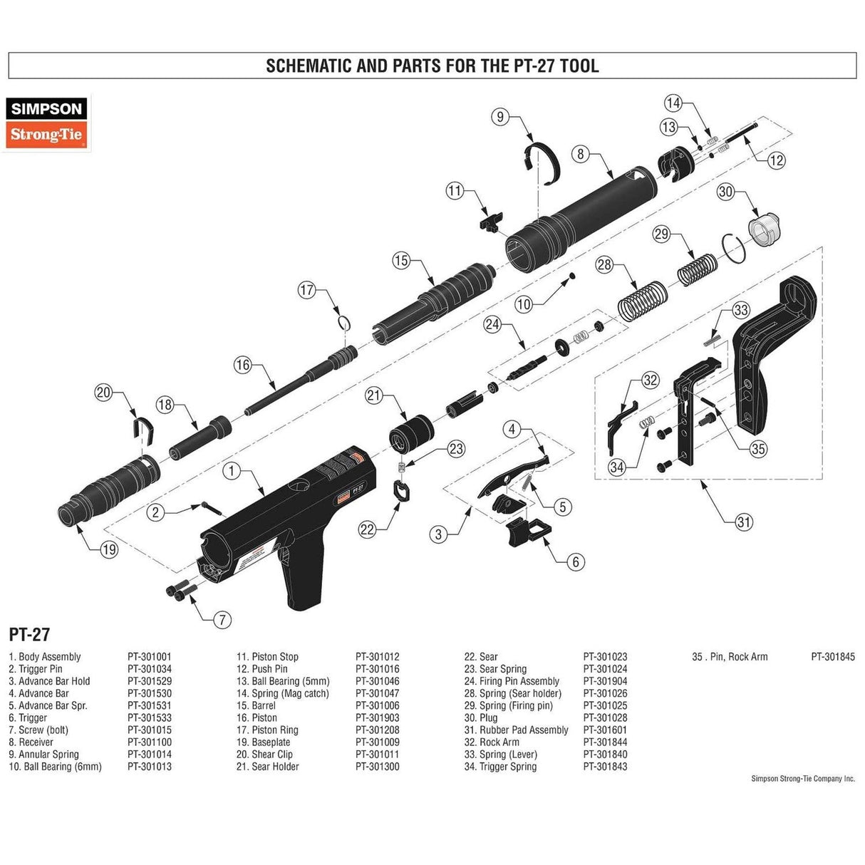 Simpson Strong-Tie PT-301904 Firing Pin Assembly for PT-27 Powder-Actuated Tool Replacement