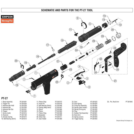Simpson Strong-Tie PT-301904 Firing Pin Assembly for PT-27 Powder-Actuated Tool Replacement