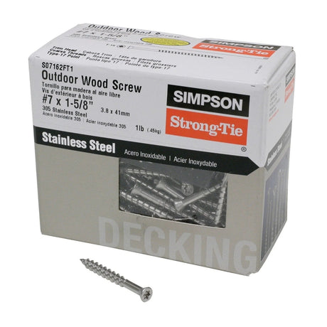 Simpson Strong-Tie S07162FT5 (#7 x 1-5/8") Trim-Head Screw, 6-Lobe Drive, T15 Type 305 (5 lb. Tub)