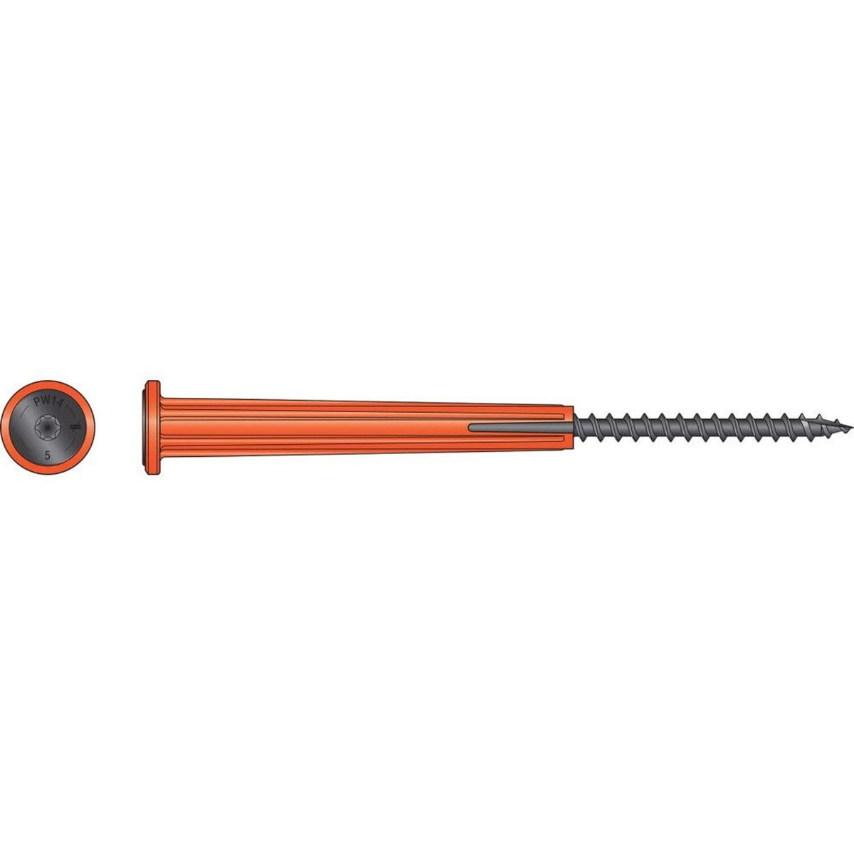 Simpson Strong-Tie SDPW14500NB-R20 Strong-Drive (0.140" x 5") T25 SDPW E-coat Deflector Screw, Washer Head, Orange (20 Pack) - 2
