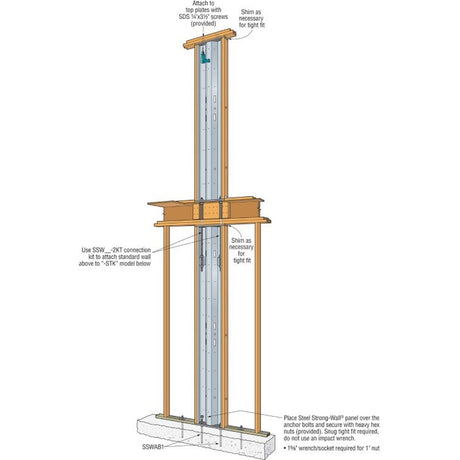 Simpson Strong-Tie SSW21-2KT Strong-Wall Steel Two-Story Stacked-Wall Connection Kit for High Load Multi-Story Applications