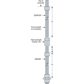 Simpson Strong-Tie SSWHSR1X2KT Strong-Wall (3/4" x 24" x 21" le) Steel High-Strength Rod Kit for Shearwalls