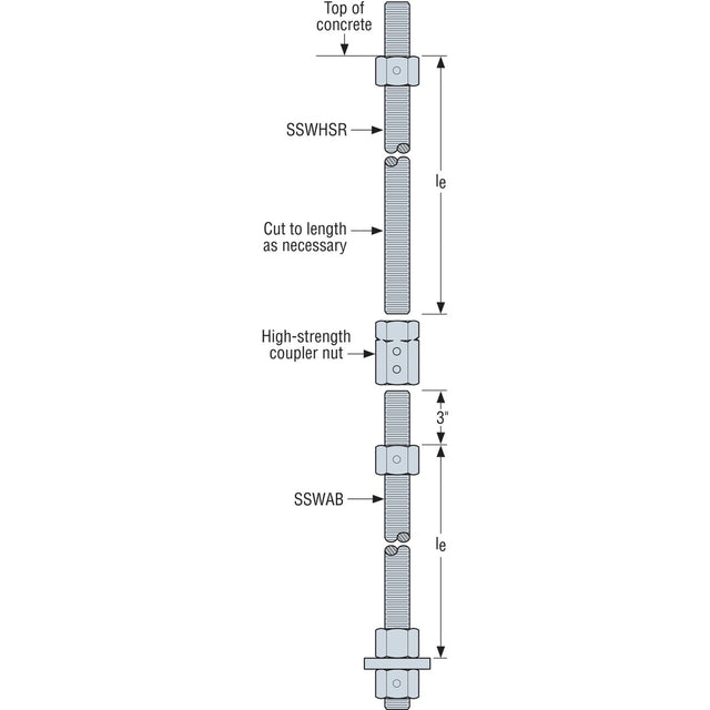 Simpson Strong-Tie SSWHSR3/4X2KT Strong-Wall (3/4" x 24" x 21" le) Steel High-Strength Rod Kit for Shearwalls