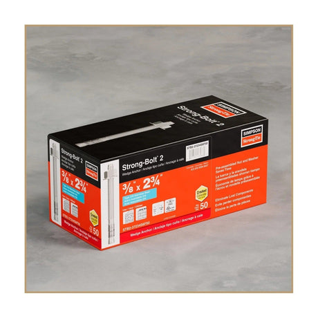 Simpson Strong-Tie STB2-37234S6F50 Strong Bolt (3/8" x 2-3/4") Fully Assembled 2 Wedge Anchor - Type 316 (50 Pack) - 2