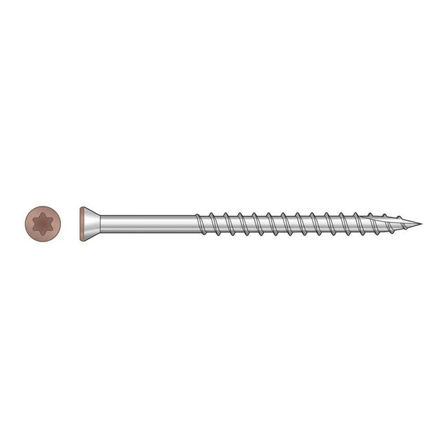 Simpson Strong-Tie T07225FTBTN03 (#7 x 2-1/4") T15 6-Lobe Drive Trim-Head Screw, Type 316, Tan 03 (1750 Pack)