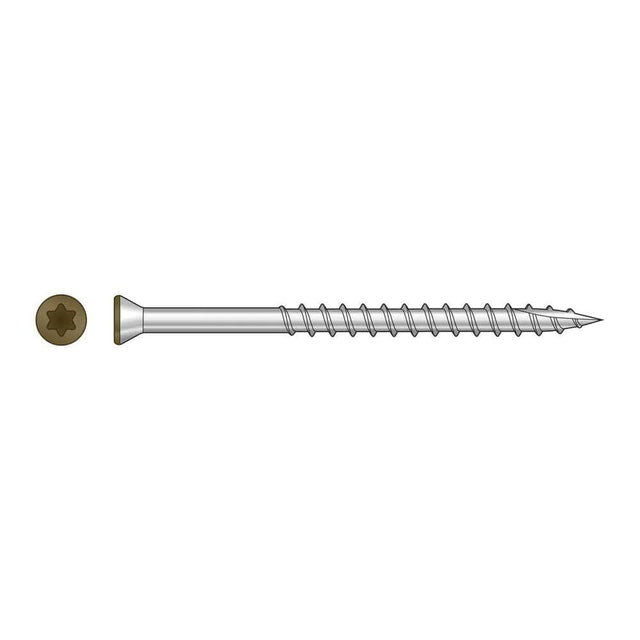 Simpson Strong-Tie T07225FTPBR01 (#7 x 2-1/4") T15 6-Lobe Drive Trim-Head Screw, Type 316, Brown 01 (350 Pack)