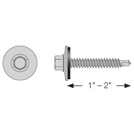 Simpson Strong-Tie T12150XOC Self-Drilling Hex-Washer-Head Screw with EPDM Sealing Washer (100 Pack) - 2