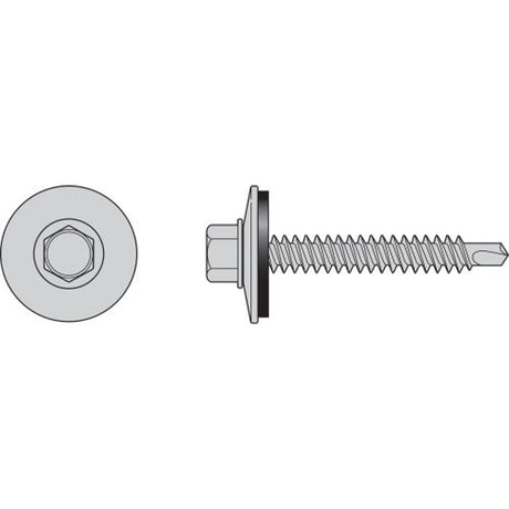 Simpson Strong-Tie T12150XOC Self-Drilling Hex-Washer-Head Screw with EPDM Sealing Washer (100 Pack) - 3