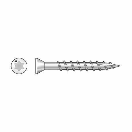 Simpson Strong-Tie T07225FT70WH01 (#7 x 2-1/4") T15 6-Lobe Drive Trim-Head Screw, Type 316, White (70 Pack) - 2