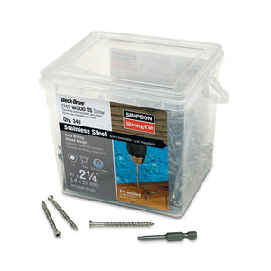 Simpson Strong-Tie T07225WP-RP340 Deck-Drive (#7 x 2-1/4") T-15 DWP Wood SS Screw, Trim Head, Type 316 (340 Pack) - 2