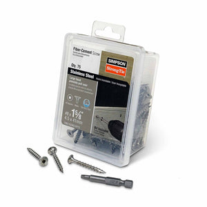 Simpson Strong-Tie T08C162WQ-RP75 (#8 x 1-5/8" #2) Fiber-Cement Screw Ribbed Wafer Head, Type 316 (75 Pack)