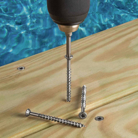 Simpson Strong-Tie T10200WP5 Deck-Drive (#10 x 2") T-25 DWP Wood SS Screw, Flat Head, Type 316 (5 lb. Tub) - 3
