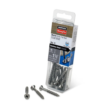 Simpson Strong-Tie T10J150FX-RP12 (#10 x 1-1/2") Flat Head Stainless Steel Marine Screw, #2 Phillips Drive (12 Pack) - 2