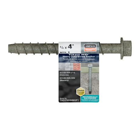Simpson Strong-Tie THD37400HMGF1 Titen HD (3/8" x 4") Mechanically Galvanized Heavy-Duty Screw Anchor - 2