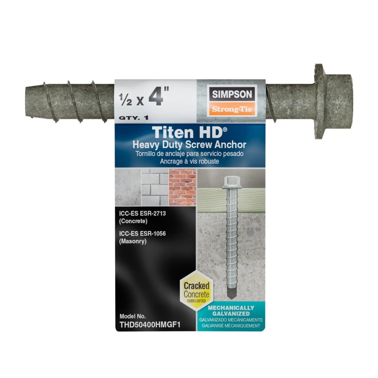 Simpson Strong-Tie THD50400HMGF1 Titen HD (1/2" x 4") Mechanically Galvanized Heavy-Duty Screw Anchor - 2