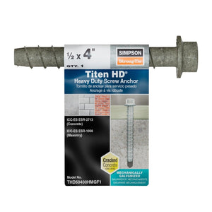 Simpson Strong-Tie THD50400HMGF1 Titen HD (1/2" x 4") Mechanically Galvanized Heavy-Duty Screw Anchor - 2