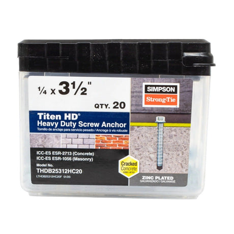 Simpson Strong-Tie THDB25312H Titen HD (1/4" x 3-1/2") Heavy-Duty Screw Anchor - Zinc Plated (50 Pack) - 2