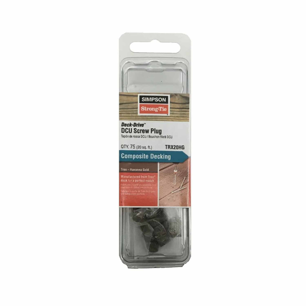 Simpson Strong-Tie TRX20HG Deck-Drive Composite Decking Screw Plug - Trex Havana Gold (75 Pack)