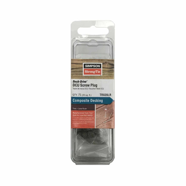 Simpson Strong-Tie TRX20LR Deck-Drive Composite Decking Screw Plug - Trex Lava Rock (75 Pack)